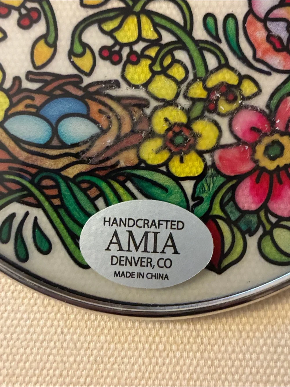 Floral Bluebird Inspirational Oval Wall Hanging - Blue